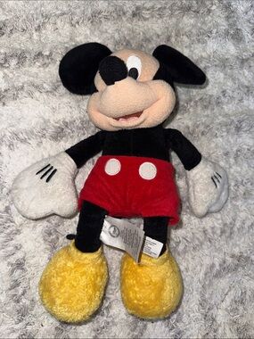Vintage Disney Mickey Mouse 12” Plush - Black, Red, Yellow
